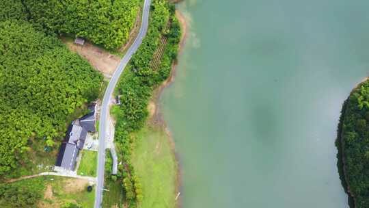 浙江湖州安吉赋石水库小杭坑露营地航拍