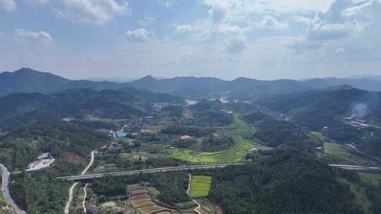 南方农田稻田山川丘陵航拍