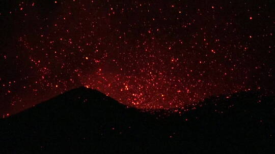 夜晚喷发的火山