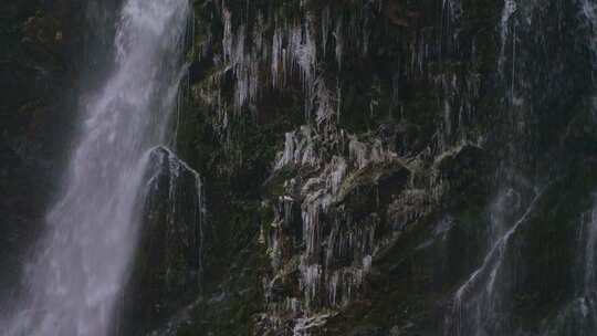 瀑布流水水流冰晶悬崖视频素材模板下载