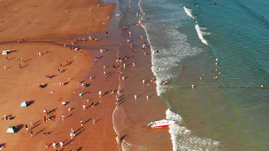 青岛海水浴场 洗海澡航拍视频合集