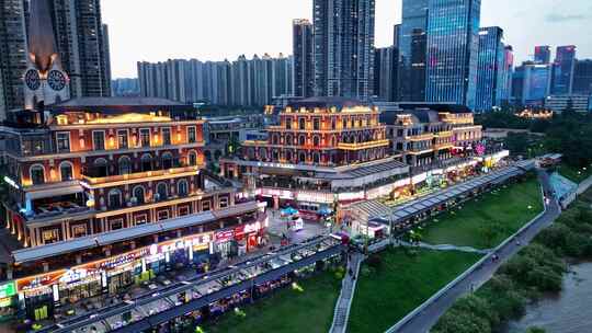 长沙城市夜生活渔人码头蓝调夜景