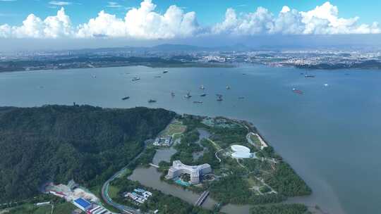 广州南沙湾港湾街道花园酒店大角山滨海公园视频素材模板下载