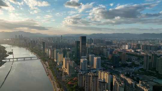 福州台江万达航拍江滨大景