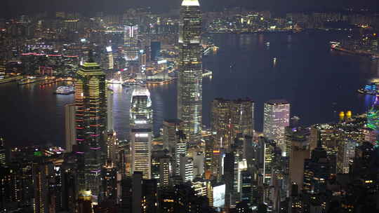 香港城市大都市夜景夜市航拍