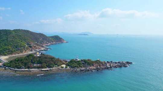 海南三亚西岛蓝天白云下的牛王岭岛屿风景视频素材模板下载