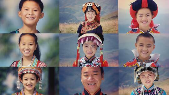 少数民族彝族开心喜悦高兴笑脸笑容视频素材模板下载