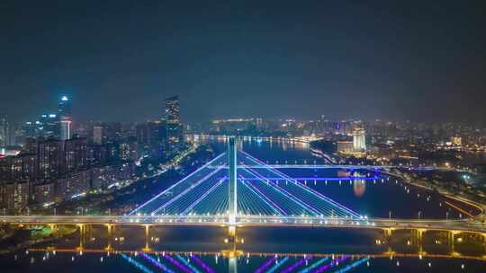 航拍惠州合生大桥夜景延时