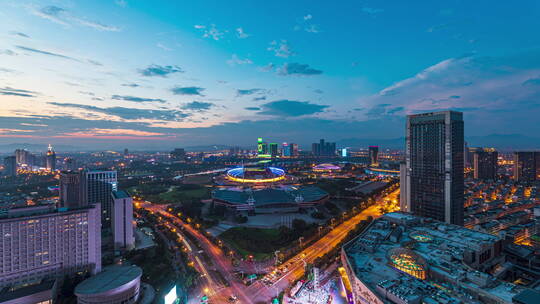 义乌城市交通夜景车流6K延时摄影