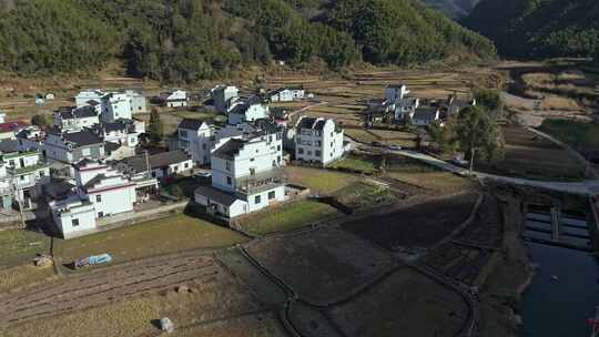 安徽皖南休宁大阜村山区农村建筑航拍