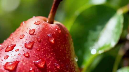 带水珠红梨子特写