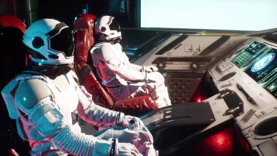 宇宙飞船驾驶舱特写镜头-白色炫酷航空服