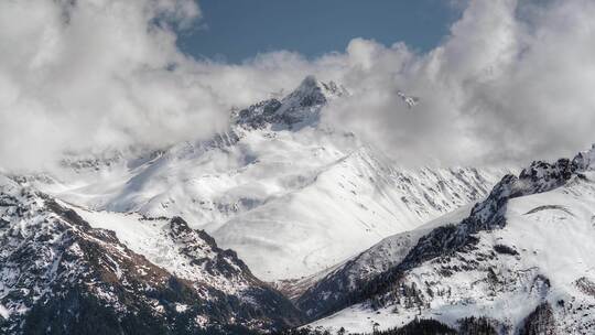 雪山延时 高原雪山雪峰云层延时