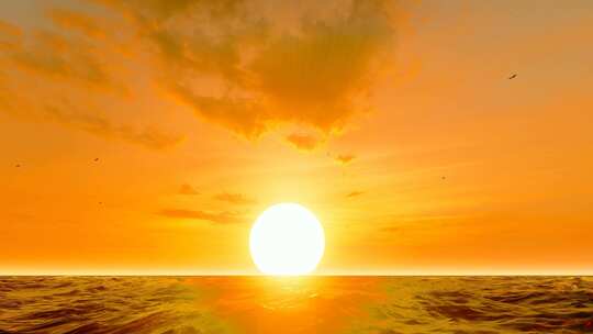 早晨大海太阳升起照亮海平面视频素材模板下载