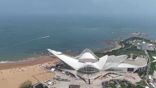 青岛海水黄金浴场海岸线风光