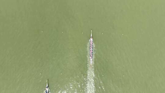 端午节赛龙舟航拍龙舟比赛俯拍湖水面划龙舟