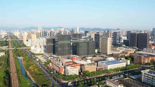 杭州滨江区城市建筑风景航拍