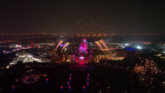 迪士尼烟花夜景