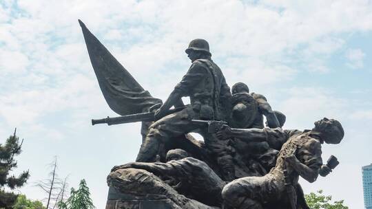 湖南衡阳保卫战抗战烈士雕像4k合集视频素材模板下载
