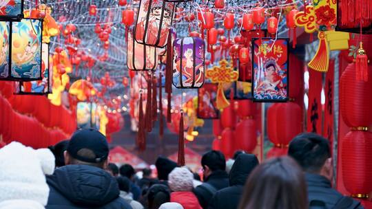 春节下雪过年灯笼