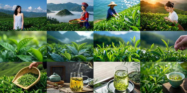 4K清新春天春茶茶园茶山茶叶采茶绿茶特写高清在线视频素材下载