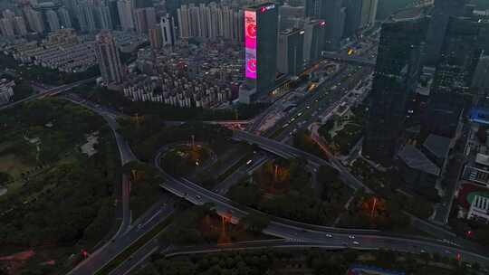深圳皇岗立交桥带城市大景4K夜景视频素材模板下载