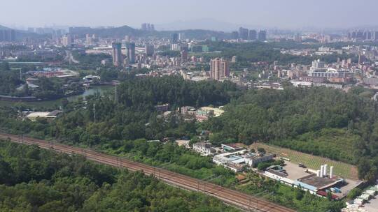 航拍深圳龙华区观澜铁路建设