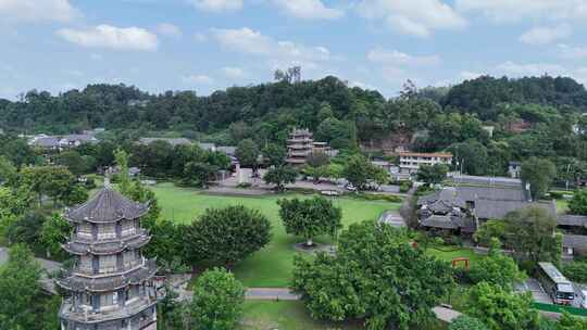 四川乐山大佛景区建筑航拍