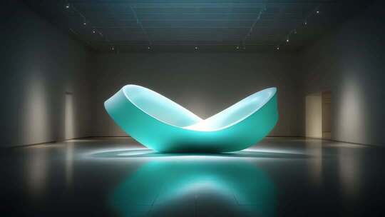 极简艺术空间中的光影雕塑作品展示