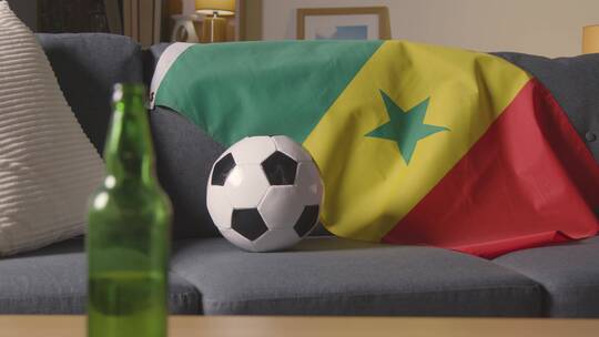 塞内加尔国旗挂在家里的沙发上