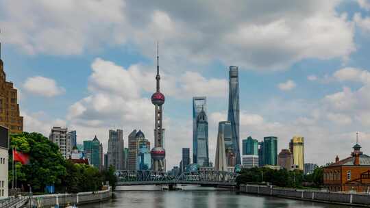 上海东方明珠白天城市延时摄影