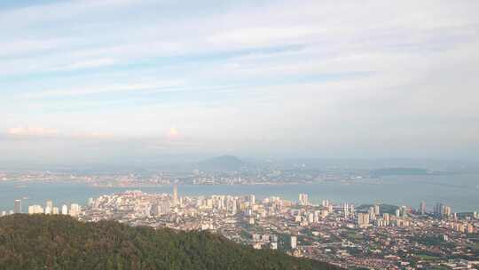 日落全景风景，乔治敦城市景观，延时拍摄