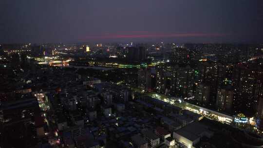 河南漯河城市大景夜景灯光航拍