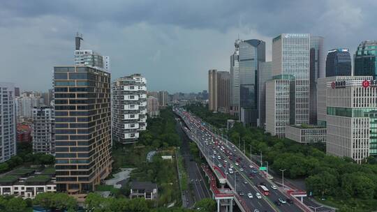 航拍杭州城市主城区视频素材模板下载