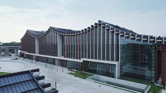 航拍上海人文松江艺术中心云间会堂建筑视频素材模板下载