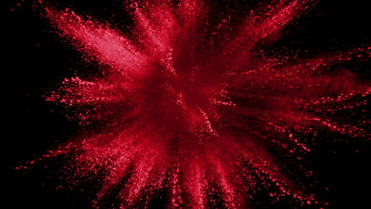 红色粉末在黑色背景上爆炸视频素材模板下载