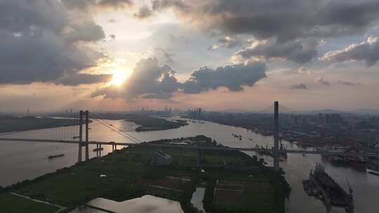 中国广东省广州市黄埔大桥视频素材模板下载
