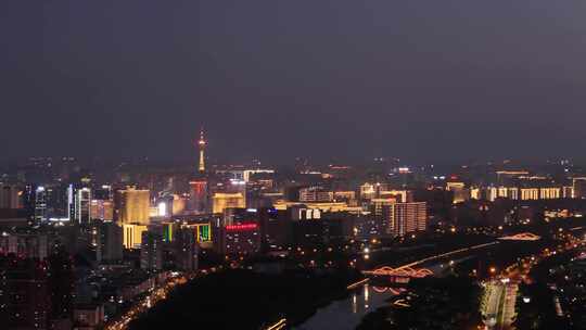 城市规划夜景亮化CBD大玉米中原福塔横摇