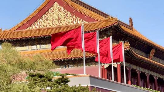 天安门红旗飘扬国庆中国
