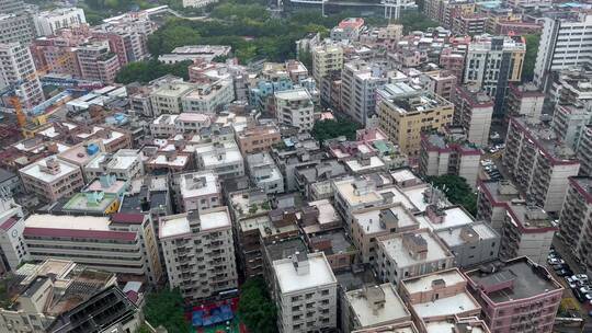 深圳市石厦东村高空俯拍慢慢抬起镜头