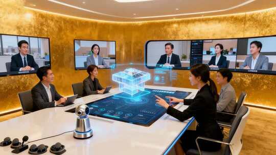 商务人士远程视频会议场景