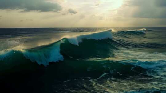 4k海浪翻滚电影感超广角水花飞向空中