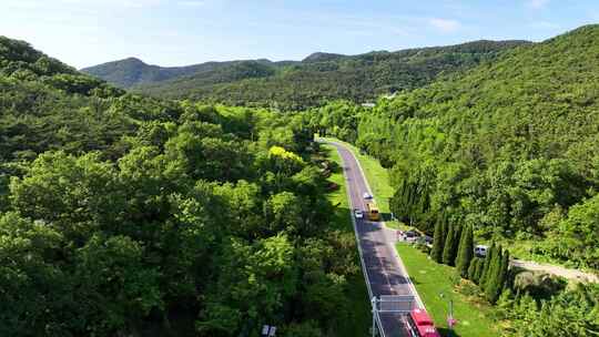 沿山公路 山路跟车航拍 景观道路