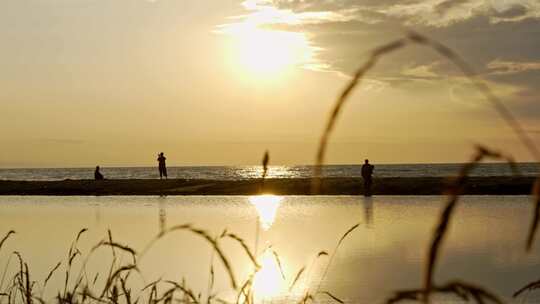 青海湖 湖面剪影 夕阳