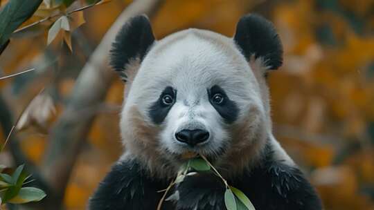 呆萌的大熊猫吃竹子国宝ai素材原创视频素材模板下载