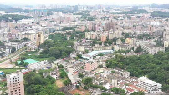 航拍深圳龙华区观澜城市建筑景观