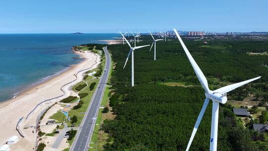 海边风力发电新能源航拍