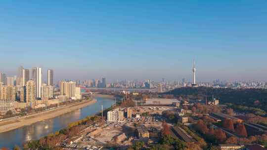 武汉汉江龟山电视塔风景区城市天际线延时