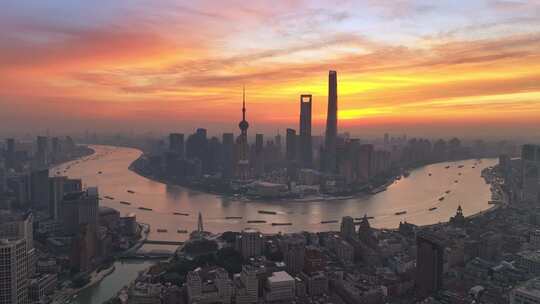 上海日出 陆家嘴 城市风光 黄浦江 清晨