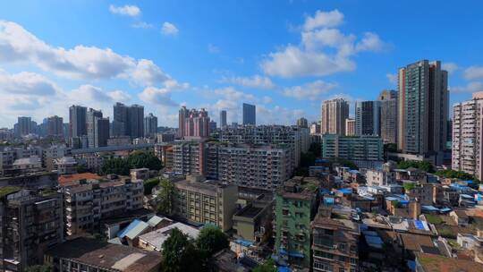 广州海珠区建筑与天空蓝天白云延时